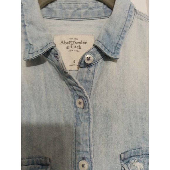 Abercrombie And Fitch Ombre White/Blue Long Sleeve Button Shirt Size Small - Picture 5 of 7